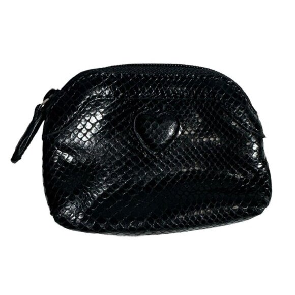 Brighton Black Leather Python Snakeskin Mini Wallet Coin Purse - Picture 1 of 5